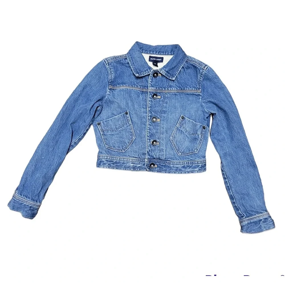 Ralph Lauren Girls Denim Jean Jacket Youth Medium 10-12 Button Front